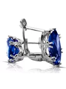 Vintage craft Earrings Sapphire Sterling silver 925 vec021s